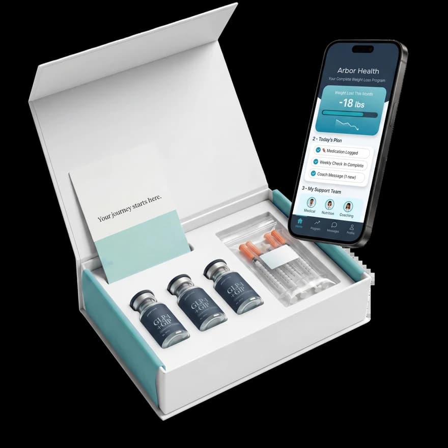 Compounded GLP-1 treatment kit with vials and syringes